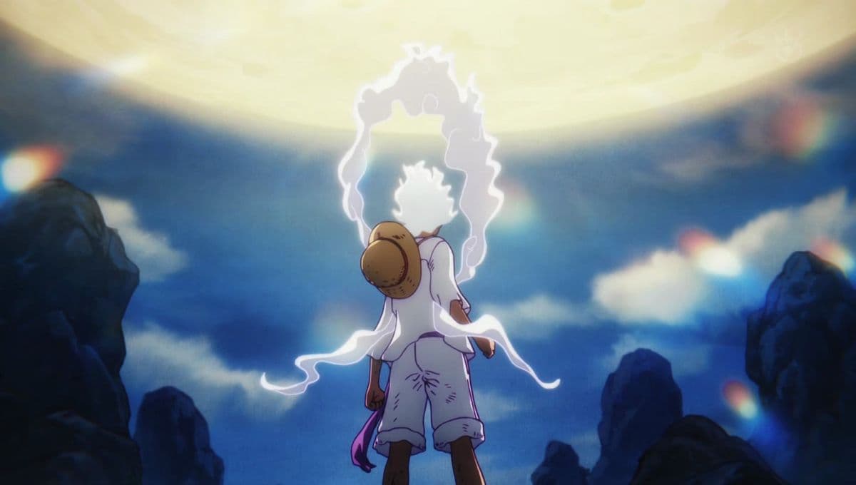 Image of luffy from one piece with a straw hat, smiling and looking cheerful. The image has a grainy texture overlay that gives it a vintage feel.